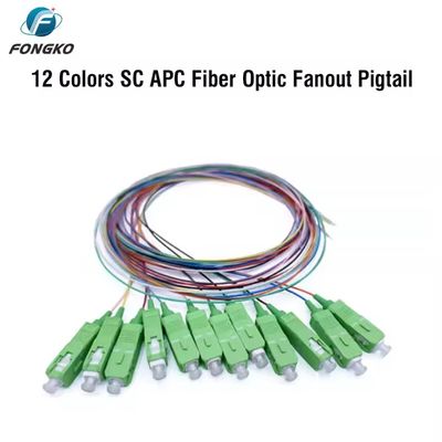 Φύλλα οπτικής SM Φύλα Pigtail 12 πυρήνας 0,9mm G652D PVC LC FC SC ST UPC APC ίνες pigtail
