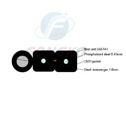 Εξωτερικό GJYXFCH 2*5mm FTTH Reel Drum Fiber Drop Cable LSZH Αυτοεξουσιαζόμενο οπτικό καλώδιο