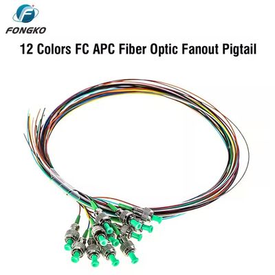 Φύλλα οπτικής SM Φύλα Pigtail 12 πυρήνας 0,9mm G652D PVC LC FC SC ST UPC APC ίνες pigtail