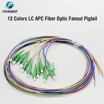 Φύλλα οπτικής SM Φύλα Pigtail 12 πυρήνας 0,9mm G652D PVC LC FC SC ST UPC APC ίνες pigtail