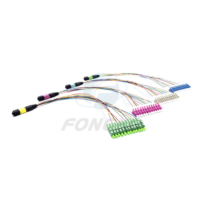 8/12/24 Τύπος συνδέσμου MPO MTP Fiber MPO προς LC Fanout Patch Cable για FTTB 0,9mm MPO